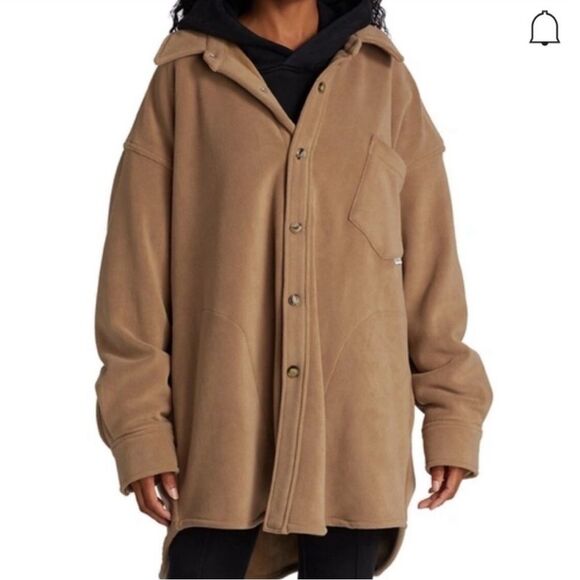 Alexander wang women’s small mid length fleece shacket teddy brown flag tag - Picture 8 of 14